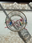 Arby s Holly And Berry Christmas Wine Glass Gold Trim Bow Stem  2 85  Diameter