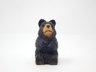 Black Bear Figurine Statue Decor Wood Carving Miniature Small Animal Teddy Smoky