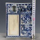 Qing Dynasty Blue White Porcelain Calligraphy Set Dragon Phoenix Brush Washer