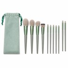 13pcs Makeup Brushes Set Foundation Blush Powder Eyeshadow Kabuki Green With Bag