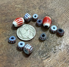 Vintage Chevron Trade Beads - 2 Red - 9 Blue   Red