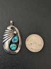 Vintage Navajo Native American Sterling Silver Turquoise Pendant Ivan Kee