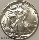  1  Walking Liberty Half Dollar Au Bu Uncirculated 90  Silver
