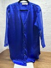 Victorias Secret Vintage Gold Label Blue Silk Shirt Dress Pj Small Sheer Sleeves