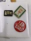 Lot Of 2 Lapel Pins No Backs  And 1 Button Vintage Light Beer  Fiesta Salsa