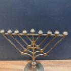 Vintage Brass Hanukkah Menorah 9 Light Judaica Fan Design 9 5 Tall Decor