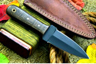 Carbon Steel Hunting Dagger Boot Knife Throwing Edc With Leather Sheath 2789