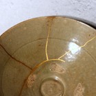 Antique Korean Celadon Bowl Goryeo Joseon Dynasty Gold Kintsugi Repair Box
