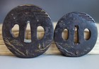 Daisho Tsuba Guard Jakushi Sign Name Scenery Inlay Samurai Sword Fitting Edo