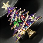New Purple Enamel Cute Christmas Tree Crystal Fashion Women Charm Brooch Pin