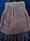 Vintage Beaded Flapper Purse Metal Frame 1920 s Antique Purple Loopy Fringes