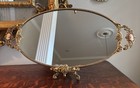 Vintage 19  X 9    Gold Filigree W  Inlaid Cameos Vanity Mirror Tray