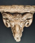 Vintage Ram Head Wall Corbel Shelf Bracket Architectural Carved Decor Maximalist
