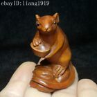 Old Japanese Boxwood Hand Carved Wealth Mouse Figure Statue Netsuke Collection