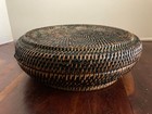 Antique Wicker Hand Painted Sewing Basket With Lid 10   