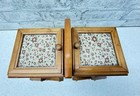 Vtg Wooden Expandable Accordion Storage Sewing Box With Handle Cottage Core