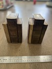 Vintage Bronze Brass  stacked Books  Bookends Heavy Art Deco Style