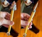 Crystal Ball Wizard Dagger W exotic Knapped Agate Blade  Witchy Rowen Wood Knife