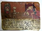 Vtg Hp Mexican Tin Retablo San Ramon Save Woman From Husband s Skeleton In 1913