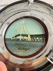 Vintage 1960s Mackinaw City Michigan Bridge F glass Souvenir Ashtray