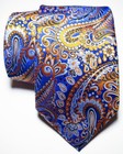 New Classic Paisley Blue Gold White Jacquard Woven Silk Men s Tie Necktie