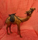 Vintage Decorative Brown Leather Wrapped Standing   Sitting Camel Figurines X5