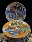 Vintage Set Of 4 Plates Japanese Satsuma Moriage Immortals See The Pictures