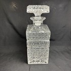Crystal Decanter Liquor Bottle Whiskey W stopper Square Diamond Cut 24oz Vintage