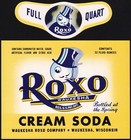 Vintage Soda Pop Bottle Label Roxo Cream Soda Waukesha Wisconsin Unused N-mint 