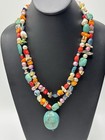 Vintage Turquoise Gemstone Beaded Necklace Sterling Silver Native American 925