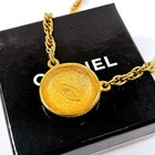 Chanel Cc Logo Coco Necklace Round Gold Vintage Authentic Accessory Japan B1689