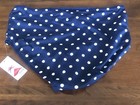 Women s Blue Navy White Dot Mid Waisted Bikini Swim Bottoms Sz 16 Lands End New