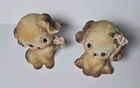 Vintage Mcm Ceramic Kitschy Big Eyed Puppy Dog Pair Set Made In Japan Kitsch Pup