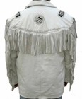 Native American Indian Beaded Men s Real Leather Fringe Jacket  Old West Outfit