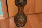 Antique Tinned Brass Copper Islamic Persian Middle Eastern Hammered Carved Vase
