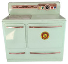 Wolverine Toy Stove W pans Mint Green 14 x14 x7  Vintage Mid-century - Heats Up 