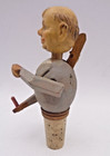 Vintage Anri  Mechanical Hand Carved Wooden Wine Cork Bottle Stopper