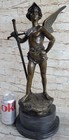 Huge Nude Man Angel Bronze Sculpture Signed By Debut Marble Statue Base Sale