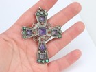 Vintage 925 Sterling Silver Matl Matilde Poulat Cross Pendant Turquoise Amethyst