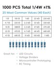 1000 Pcs Resistor Kit 1 4 W  -1  Premium Metal Film Resistors Assortment Kit  25