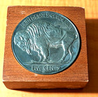 Vintage Gold St Gaudens Coin Bank   Buffalo Nickel Coin Bank Made In Usa  45