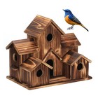 Bird Houses For Outside Clearance 6 Holes Hanging Birdhouse Wood