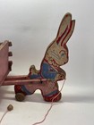 Antique Wooden Rabbit Pulling Wagon Pull Toy Rare Easter Bunny With Eggs