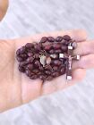 Rosary Antique Brown Silver Cross Beads Christianity Vintage Icon Sacred Heart