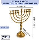 Extra Large Traditional Chanukah Menorah Use With Shabbat Candles Or Oil Cups   