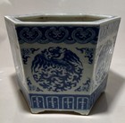 Chinese Antique Qing Hexagon Blue White Porcelain Planter  19th Century 