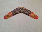 Australian Aboriginal Wood Boomerang Animal Motif Amulet Artwork Ethnic Art