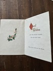 Vintage Mid-century Christmas Card Seasons Greetings Script Holly