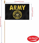 20 Pack Us Army Gold Crest Mini Stick Flags Small Miniature Handheld Military Fl