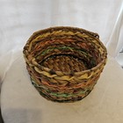 Vintage Striped Woven Basket With Handle  Easter  Spring  9x9x5 In  Euc 